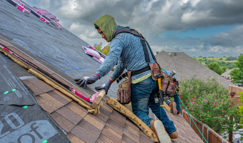 Man working on roof